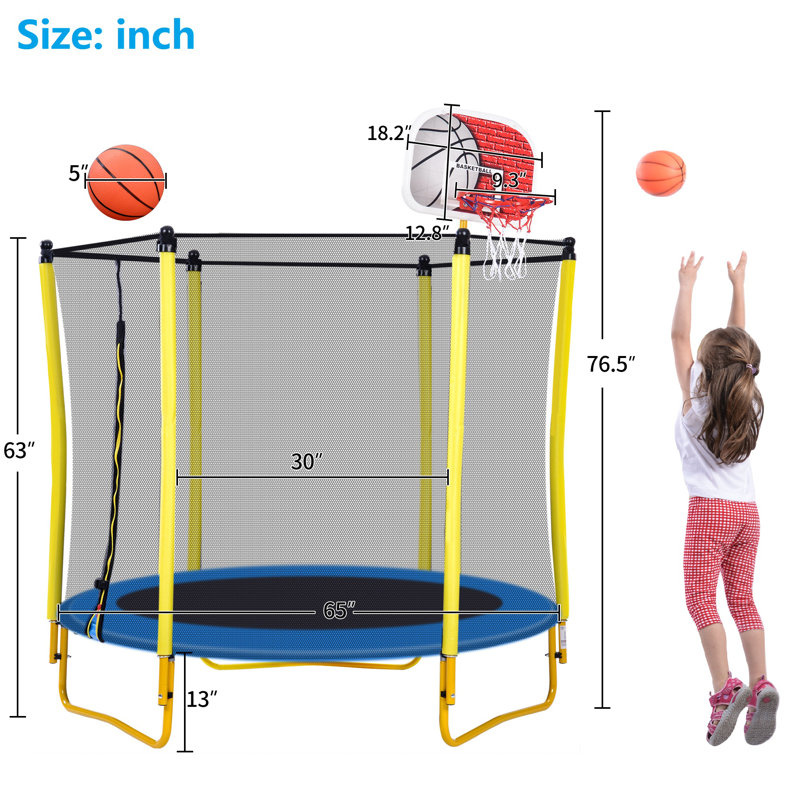 5.5' Round Trampoline with Safety Enclosure