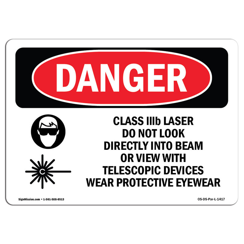 Enseigne laser Class Liib Ne pas regarder dans le faisceau, 12" H x 18" W x 0.1" D