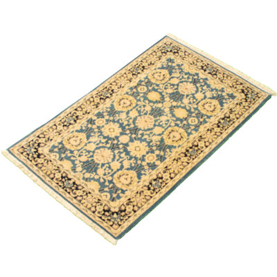 Tapis décoratif en laine de conception unique noué à la main new age chobi de couleur gris foncé/bleu de 3 pi 2 po x 5 pi 3 po