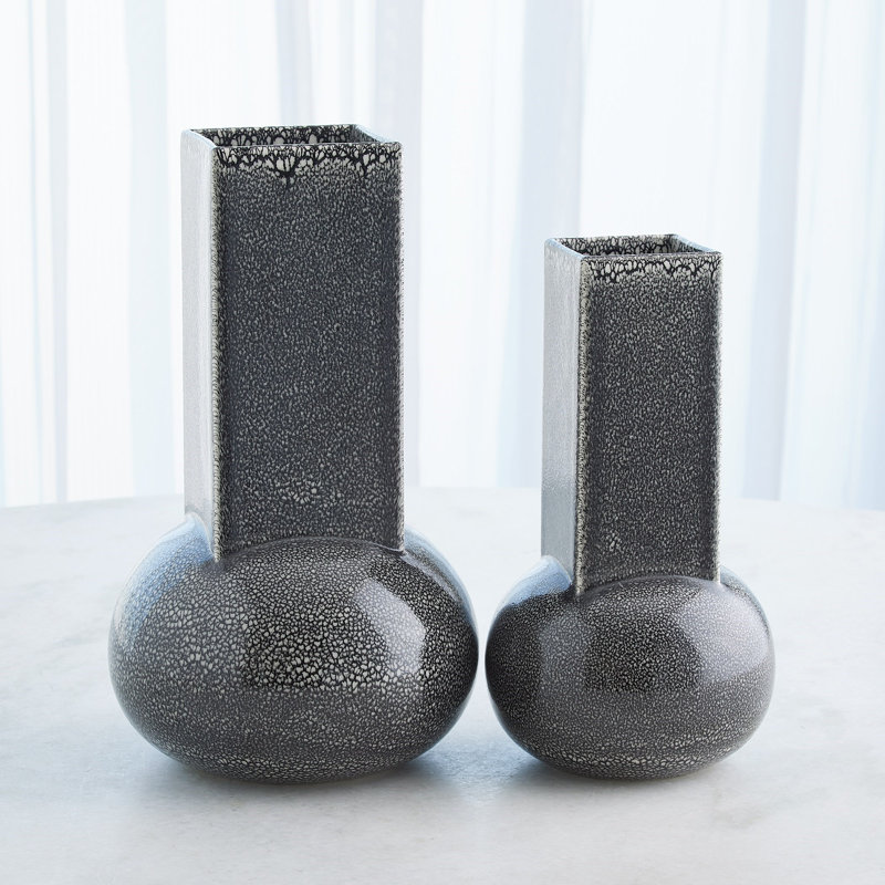 Crocus Vase-Reactive Black-Lg, Black, 16" H x 8.75" W x 8.75 D