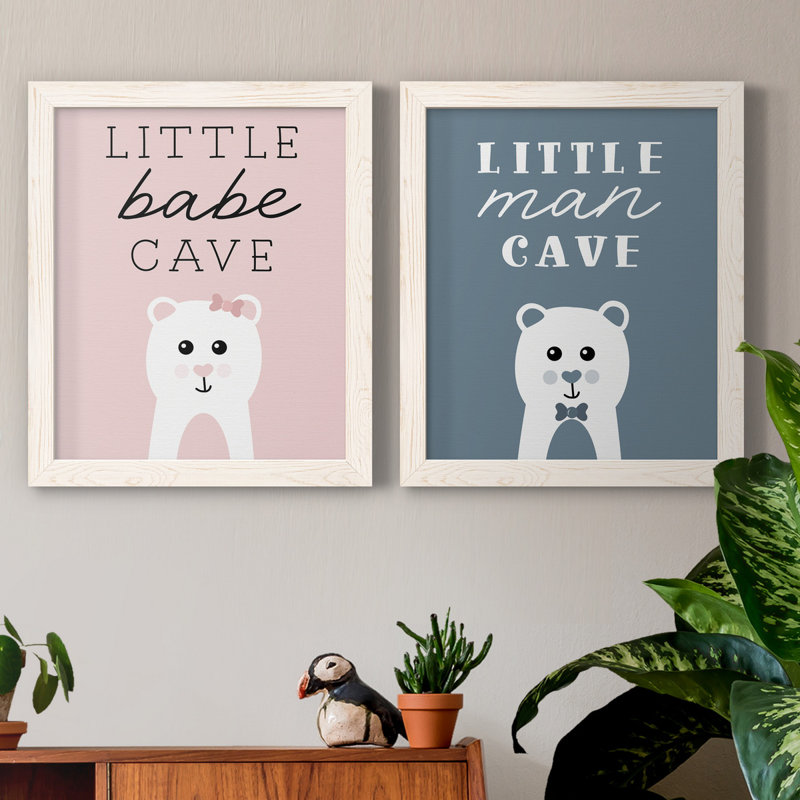 «Little Babe Cave», ensemble de 2 impressions, Toile blanche encadrée, Pas de tapis, H 20 po x l 17 po x P 1 po