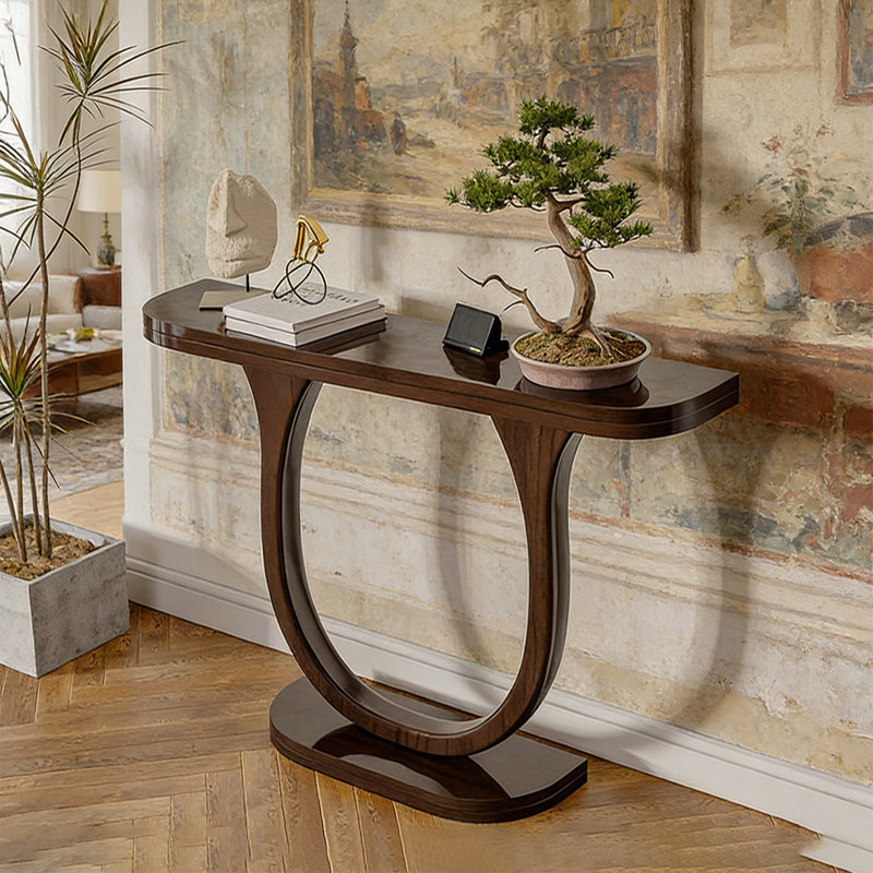 Solid wood minimalist console table, 33.46" H x 39.37" W x 9.06" D