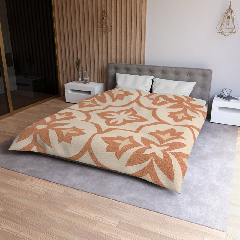 Microfiber Duvet Cover Boho Style, Design 36, Queen Duvet Cover, White
