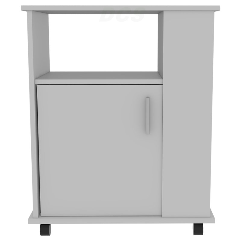 Armoire pour micro-ondes inférieure Kit, une porte, trois tablettes latérales - blanc, Blanc