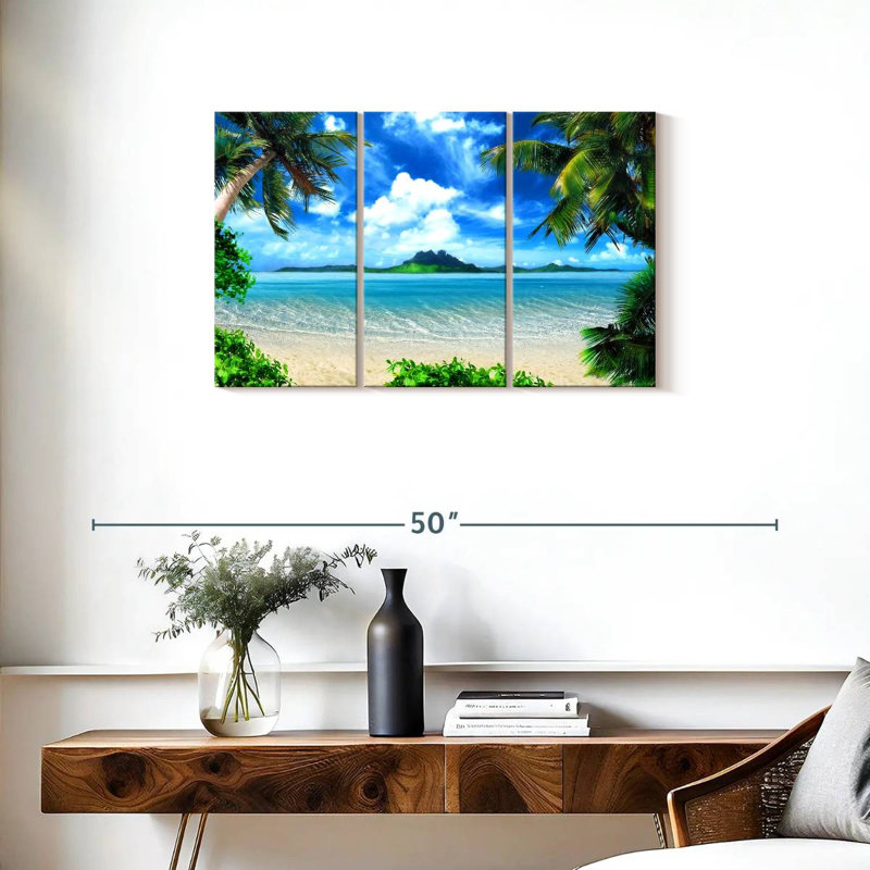 «Serene Beach Scene», reproduction d'art sur toile, H 20 po x l 33 po x P 1,25 po