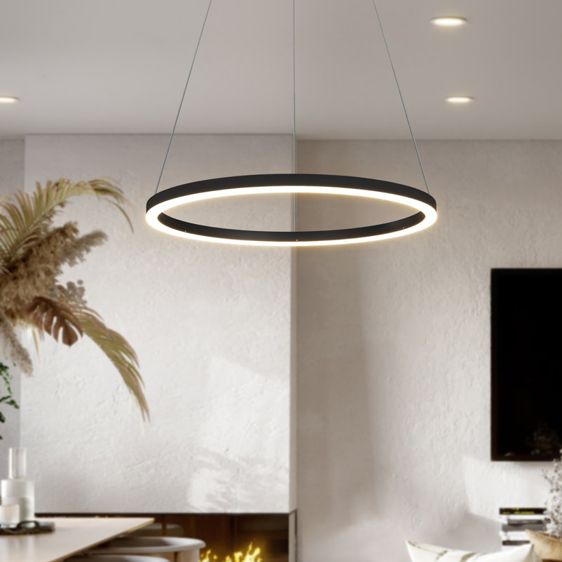 Tania 24" Black Aluminum LED Ring Chandelier