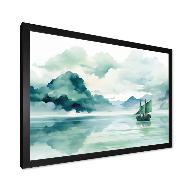 Chine, rivière Yangtze - Art mural chinois, Cadre d'angle fermé noir, H 12 po x l 20 po x P 1 po