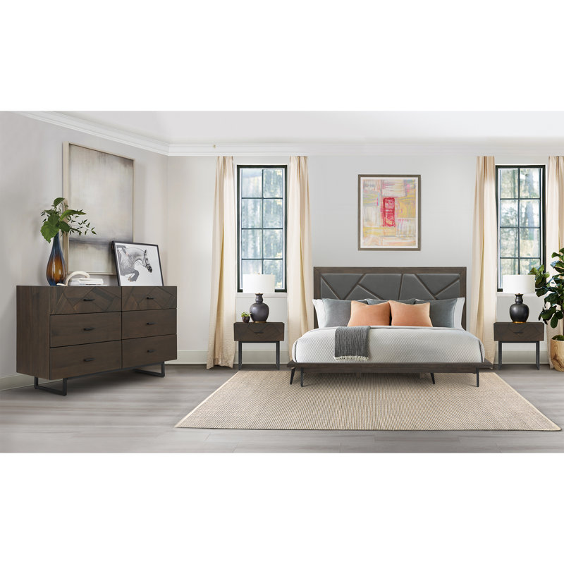 Ensemble de chambre à coucher avec lit plateforme et très grand lit 4 pièces Luttrell, Grand