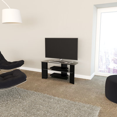 AVF Reflections 35 in. Black Engineered Wood Corner TV Stand Fits TVs Up to 42 in. with Cable Management