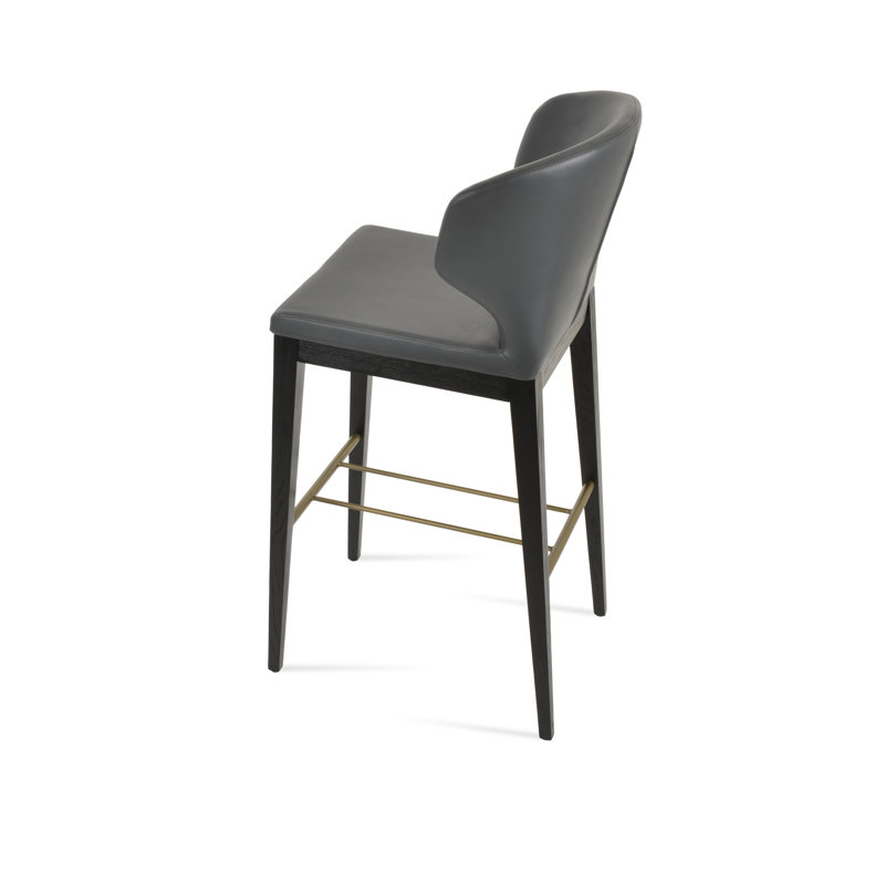 Amed Black Wood Counter & Bar Stool, Gray, Bar Stool (29" Seat Height)