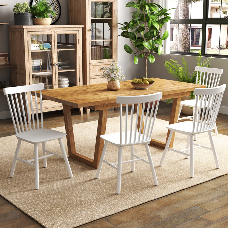 Candance Solid Wood Windsor Back Side Chair, White