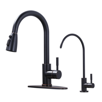 ARCORA Stainless Steel Pull-Down Kitchen Faucet and Water Filter Faucet Combo