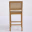 Tabouret de bar rustique en bois massif naturel avec dossier en rotin, coussin en lin mat et mousse haute résilience (lot de 2)-59388990-59388978-59388977
