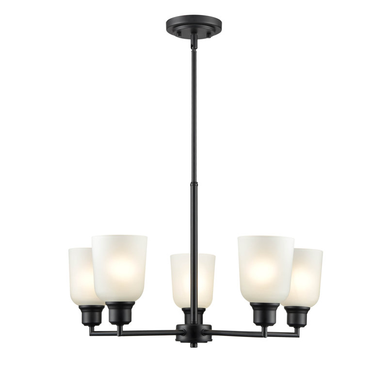 5 lumières 24 po Lustre noir mat