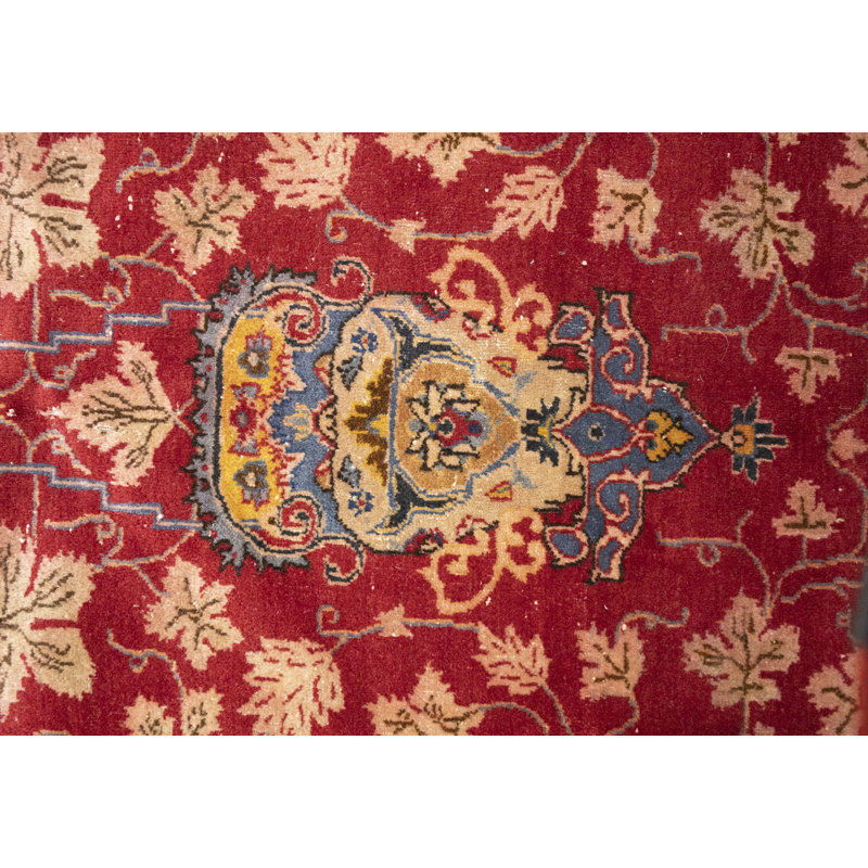 Tapis oriental rouge fait à la main 11 x 14 po