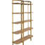 Étagère en placage de bois de frêne chaud à cinq niveaux avec structure en fer festonné, parfaite pour les objets de collection décoratifs de style Mid-Century moderne, hauteur de 70 po