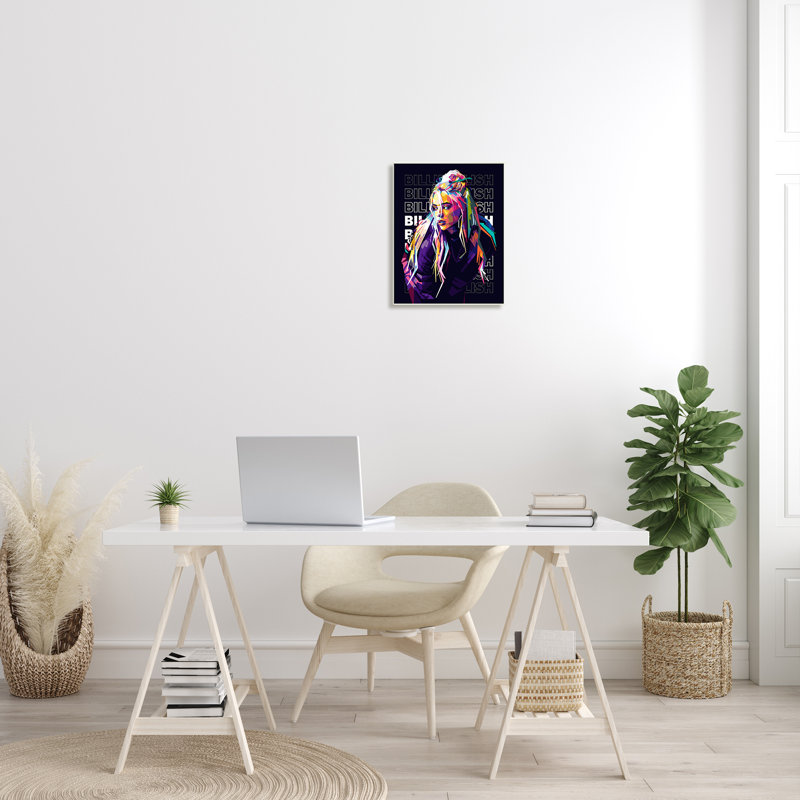 Personnage célèbre Billie Eilish, H 19 po x l 13 po x P 0,5 po, Sans cadre