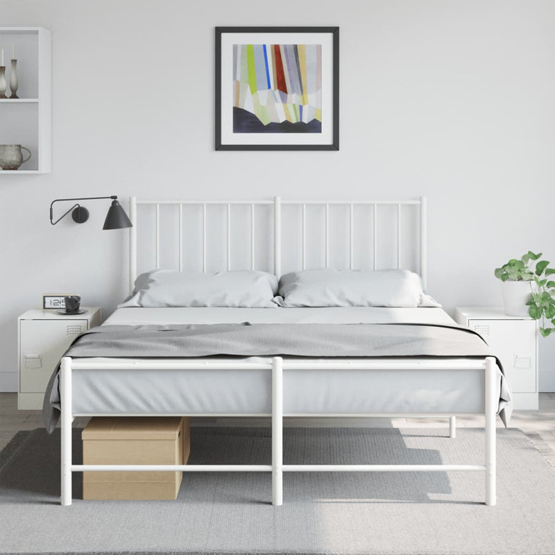 66 34.5cm W Steel Bedside Table, White, Set of 2