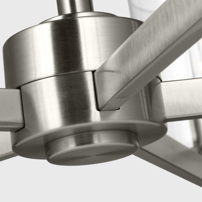 Fullton Dining Room Chandelier With Clear Shade, 10.375" H x 27.125" W x 27.125" D, Brushed Nickel, 5 Lights