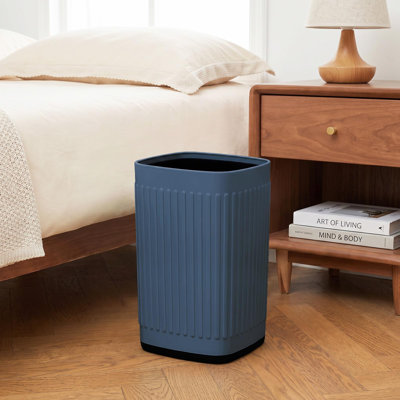 2,6 gallons Poubelle en métal nervuré, poubelle imperméable pour salle de bain, cuisine, bureau, bleu