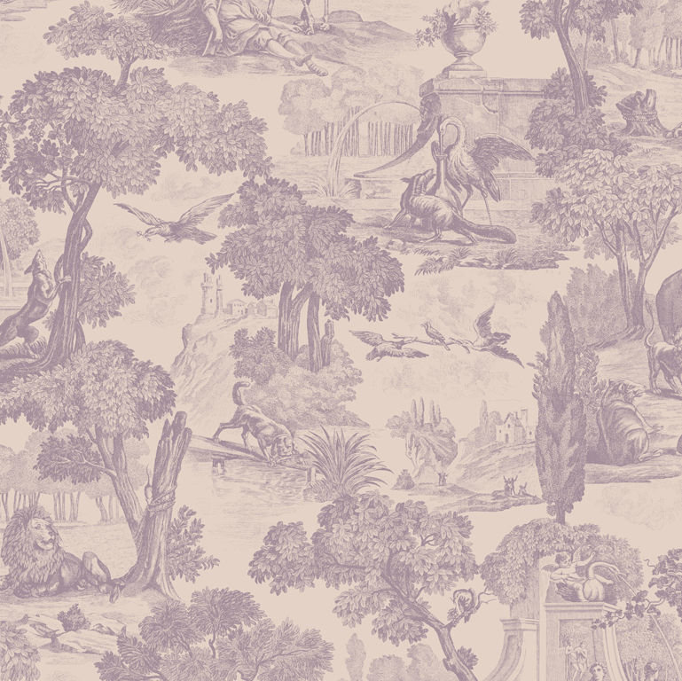 Versailles Toile Wallpaper Roll, Mulberry