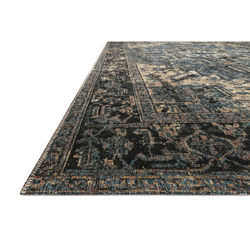 Tapis oriental océan / minuit Dallyce, Rectangle 2 pi 5 po x 4 pi
