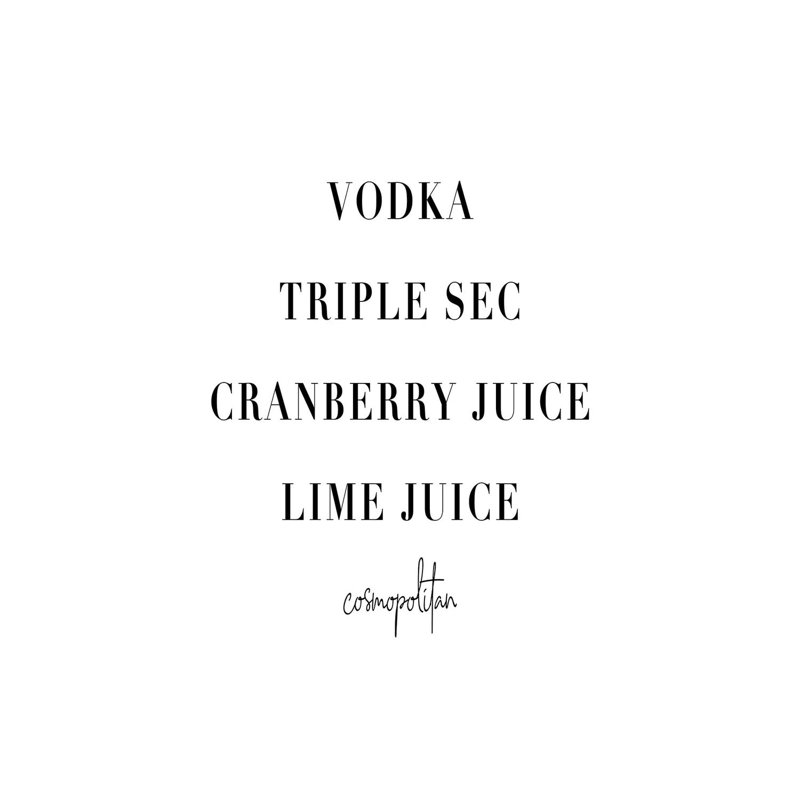 Cosmopolitan Cocktail Recipe 1 Piece Wall Art on Canvas