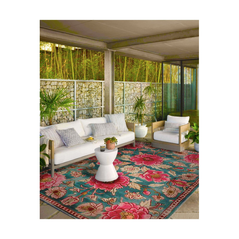 Tapis décoratif lavable à la machine à motif floral rose de la collection Paris