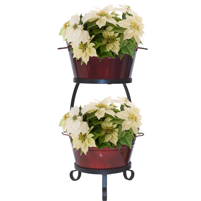 Verdi Metal Pot Planter, Apple Red