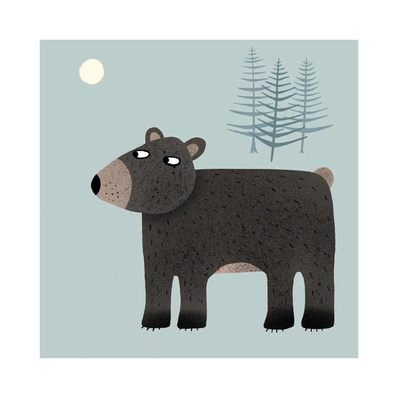 The Bear, The Trees And The Moon by Nic Squirrell - Wrapped Canvas Gallery-Wrapped Canvas Giclée, 93.98cm H x 93.98cm W