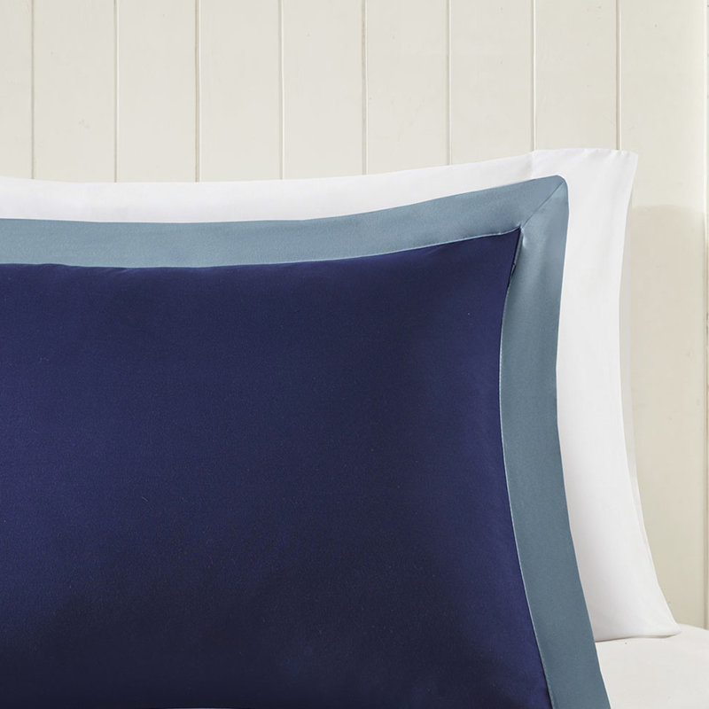 Édredon teinté 3 m, Bleu marine/clair, Édredon très grand + 2 taies décoratives