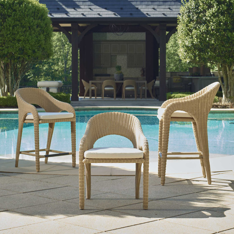 Uttermost Kavali Outdoor Wicker Counter Stool, 27.75"