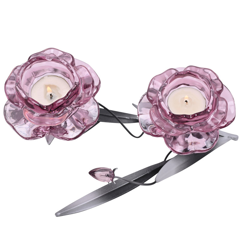 17Cm Glass Metal Tabletop Votive Holder