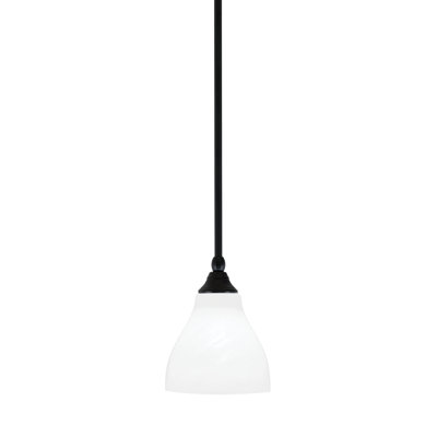 Stem Hung Mini Pendant Shown In Matte Black Finish With 6.25" Glass