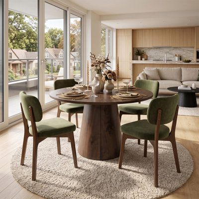 Ensemble de table de salle à manger extensible de 47 à 83 po avec chaises en velours massif
