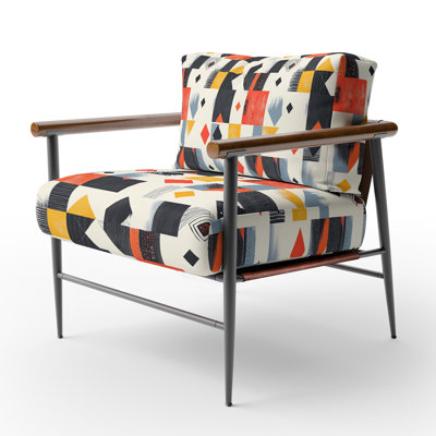 Patchwork Accent Chair - Minimal Quilt Yellow Arm Chair