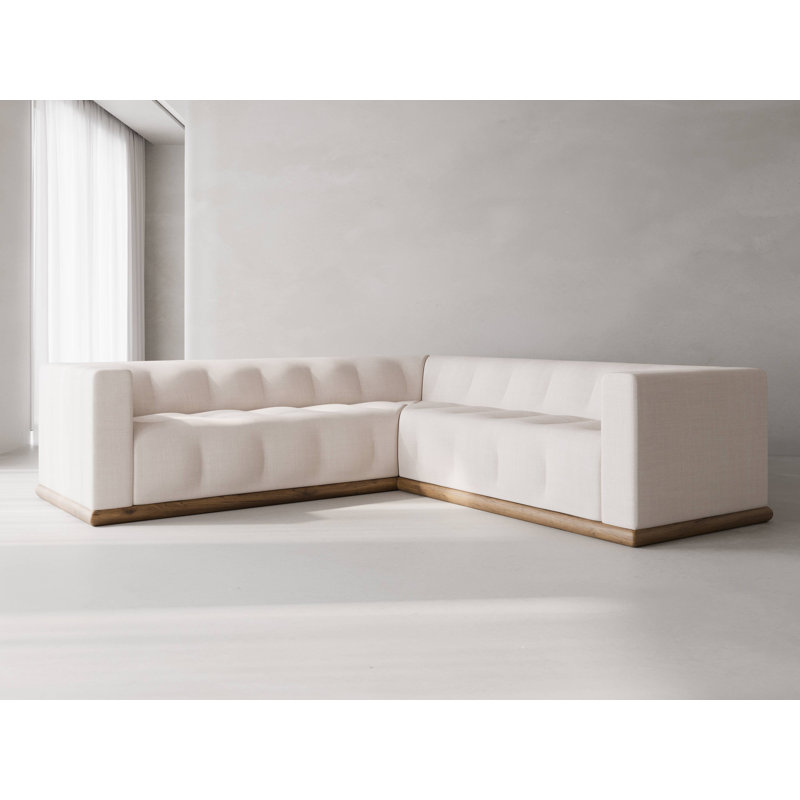 Canapé modulaire Bradley L, Mélange de polyester ivoire Nevis