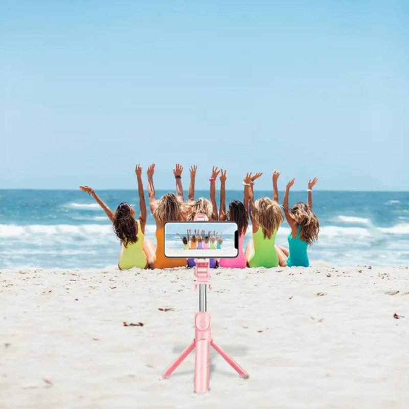 Trépied haute et basse rétractable avec télécommande Bluetooth, support pour appareil photo extensible en aluminium à rotation à 360 °