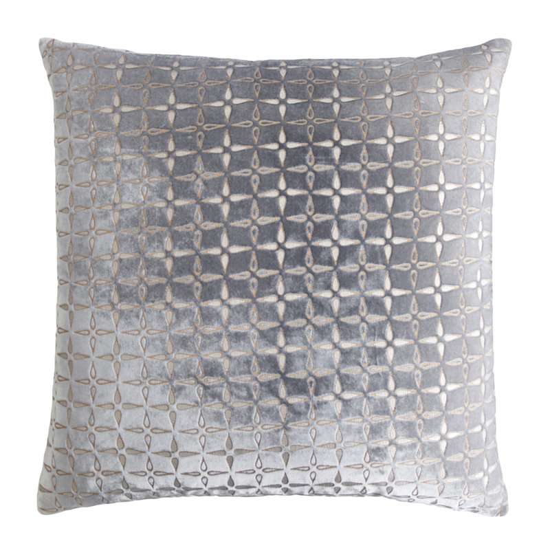 Petal Metal Square Velvet Pillow, 18"H x 18"W, Silver Geometric