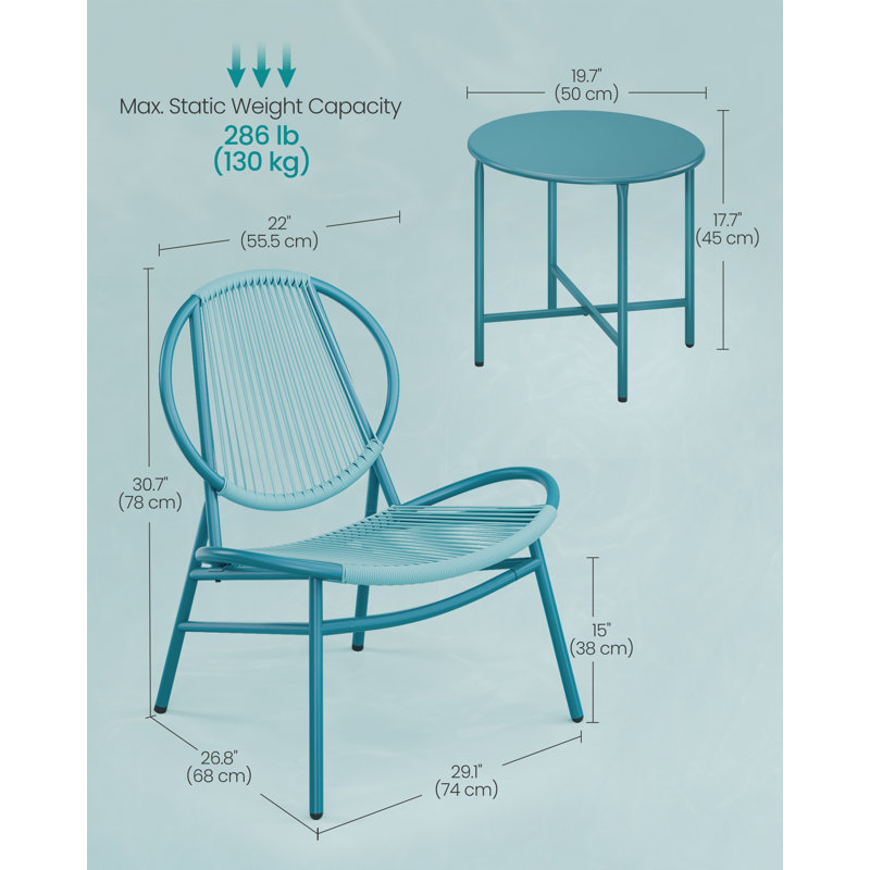 Garden Bistro Set,  Acapulco Chairs, Blue