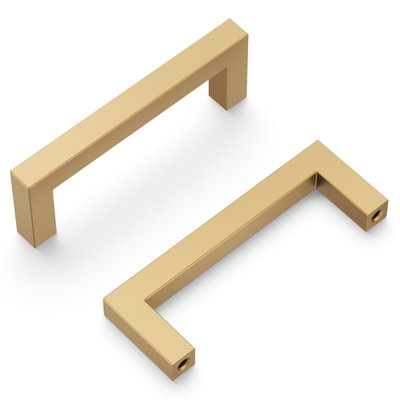 Heritage Designs Pier Handle Pull - 3-3/4" Center to Center Cabinet Pull Brushed Brass - Contemporary Hardware for Drawers & Cabinets    