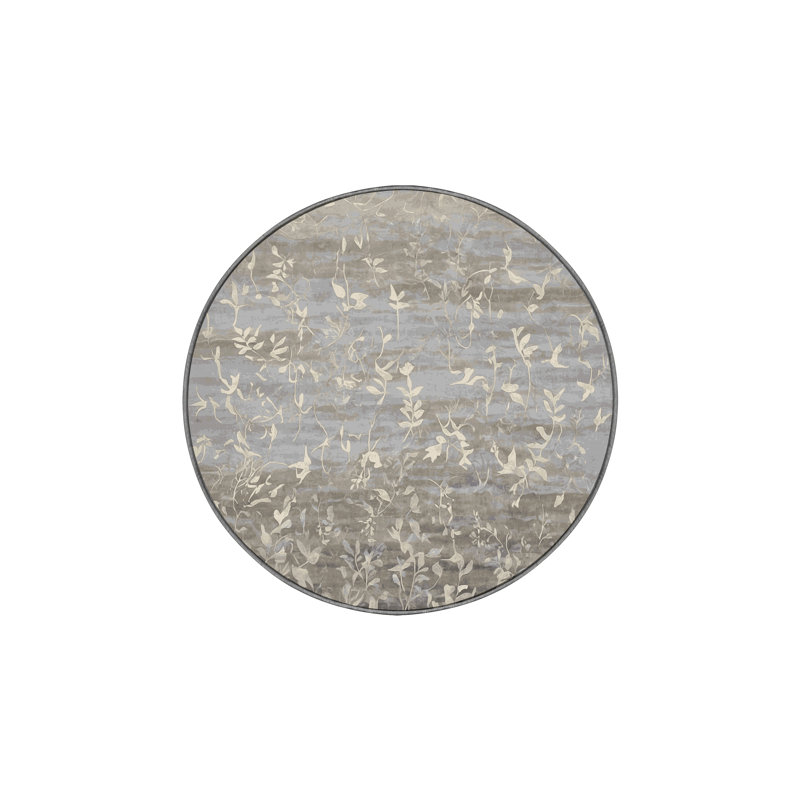 Machine Washable Gray Area Rug, Round 6'