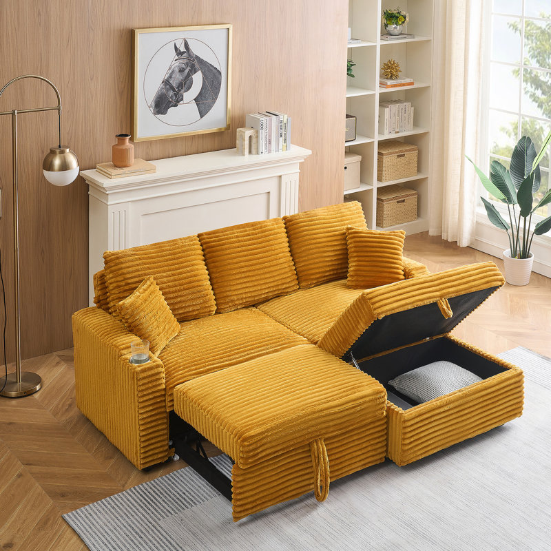 Versatile Foldable Sofa with Cup Holders and Storage Function for Home