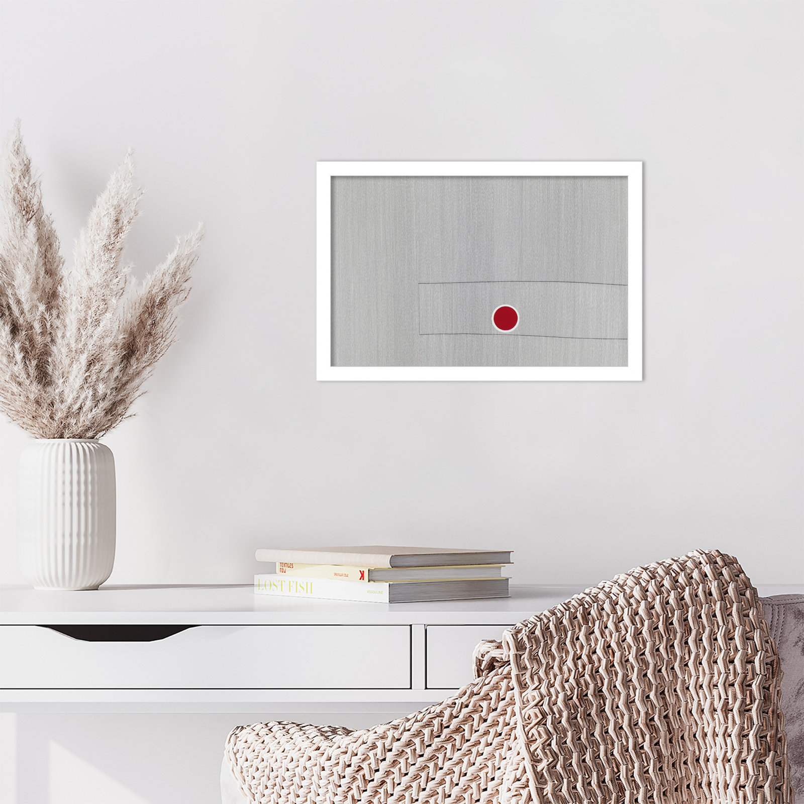 Grey Drawing Fifty Seven by Alex Dunn, White, 12" H x 17" W x 1" D