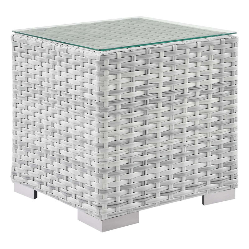 Light Gray White Wicker 2-Person Outdoor Patio Set