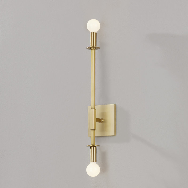 Milana 2 Light Wall Sconce, Aged Brass