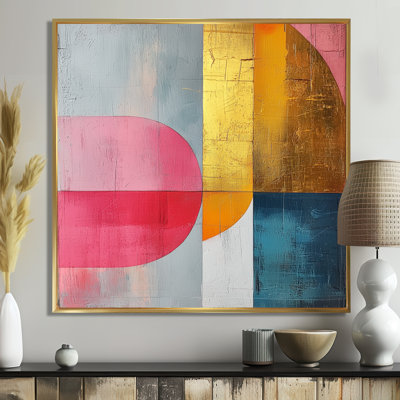 Motif géométrique abstrait doré rose et gris géométrique II