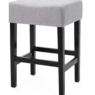 Tabouret de comptoir 2 kd sans dossier, gris. Siège confortable en tissu, fabrication en bois. Améliore la maison. P 15,43 po x l 18,48 po x H 25,98 po.