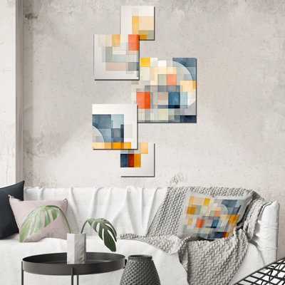 Multicolor Cubes Patterns IV - Geometric Square Wall Art Set Of 5