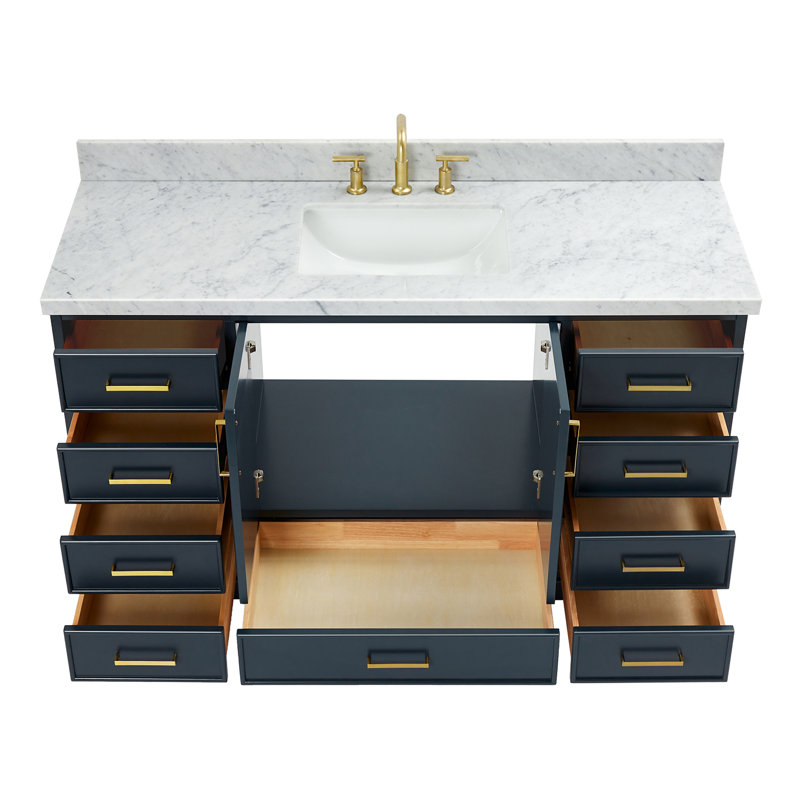 Ensemble de meuble-lavabo simple 61 po Abshire, Bleu minuit